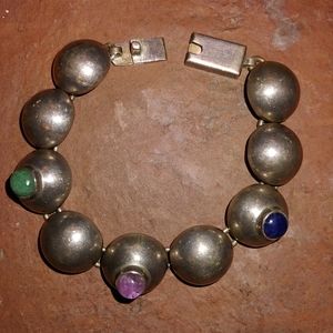 Sterling silver and colored gemstone bracelet